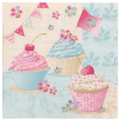 Serviette à motif 'Birthday Cup Cakes' - Papstar photo du produit