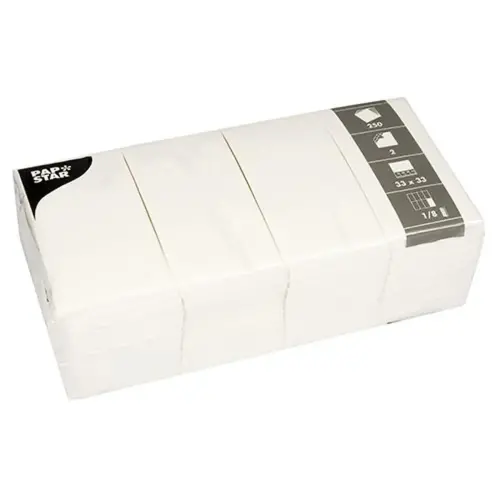 Serviettes Bistro, 330 x 330 mm, 2 couches, blanc - Papstar photo du produit