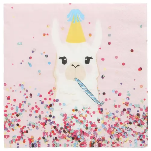 Serviette &agrave; motif 'Lama Party', 330 x 330 mm - Papstar photo du produit