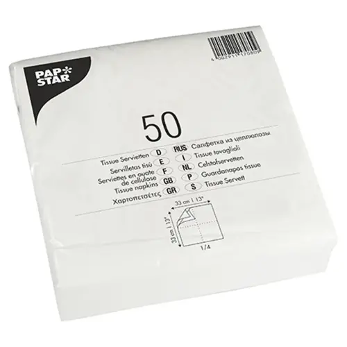 Serviette, 330 x 330 mm, 2 couches, blanc - Papstar photo du produit