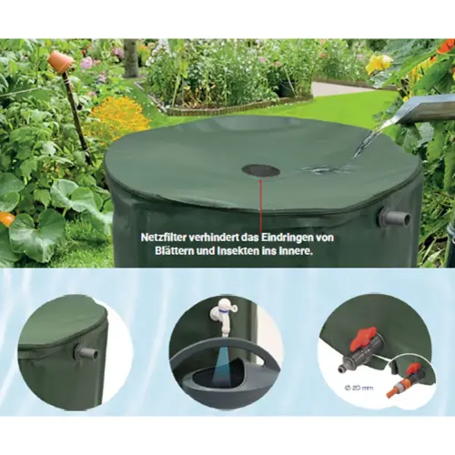 Citerne RÉCUP'O, diamètre: 800 mm, 500 litres, vert - Eda Fontaine photo du produit