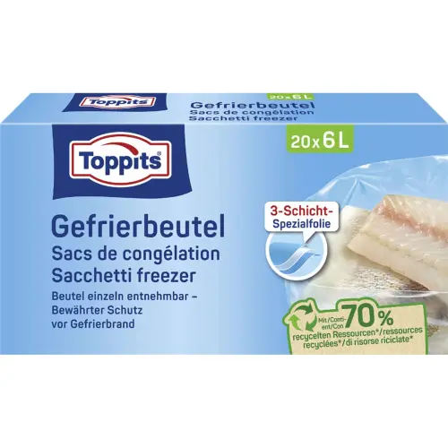 Sachet de congélation, 80 x 2 litres, 220 x 240 mm - Toppits photo du produit