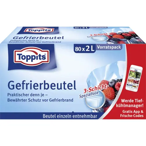 Sachet de congélation, 80 x 2 litres, 220 x 240 mm - Toppits photo du produit