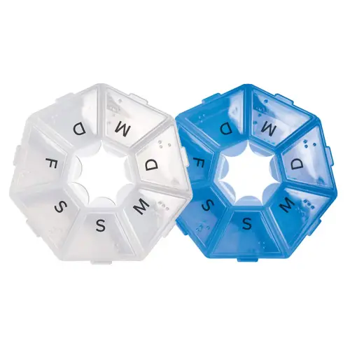 Pilulier hebdomadaire, en plastique transparent/bleu - Lifemed photo du produit