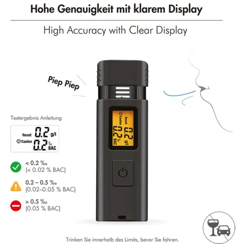 Éthylotest, avec écran LCD, noir - Logilink photo du produit