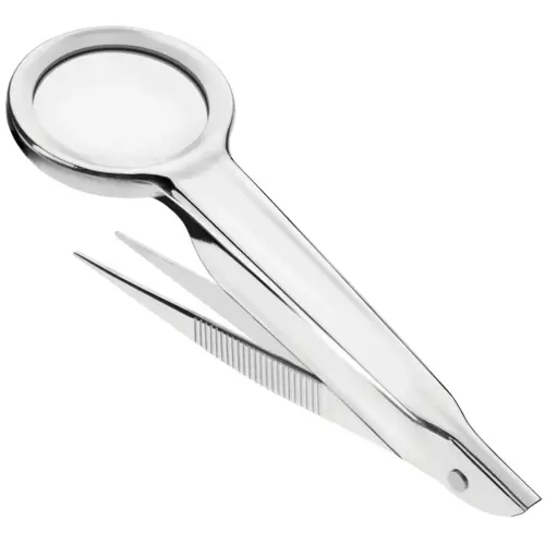 Pince précelle avec loupe, argent - First Aid Only photo du produit