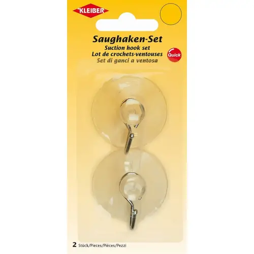 Crochet ventouse, set de 2, plastique, transparent - Kleiber photo du produit