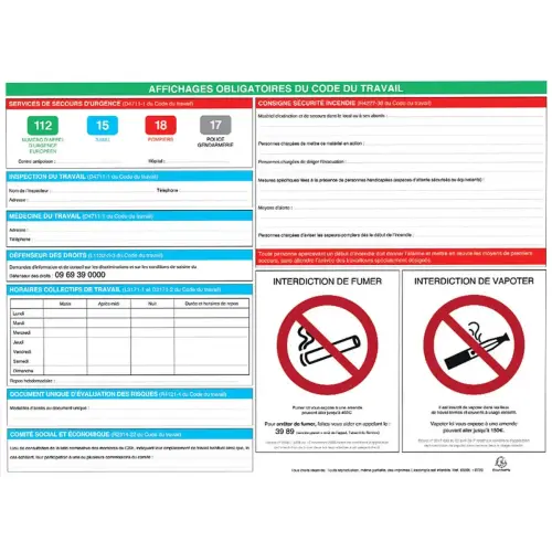 Panneau affichage obligatoire, 570 x 420 mm - Exacompta photo du produit
