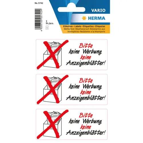 Étiquettes d'avertissement « pas de publicité/dépliants » - Herma photo du produit