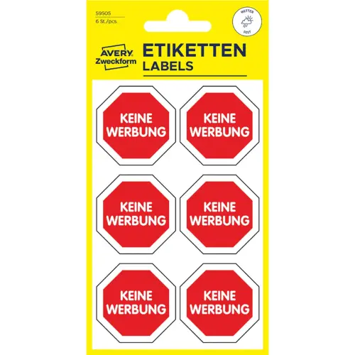 Étiquettes de signalisation "Pas de pub" - Avery Zweckform photo du produit