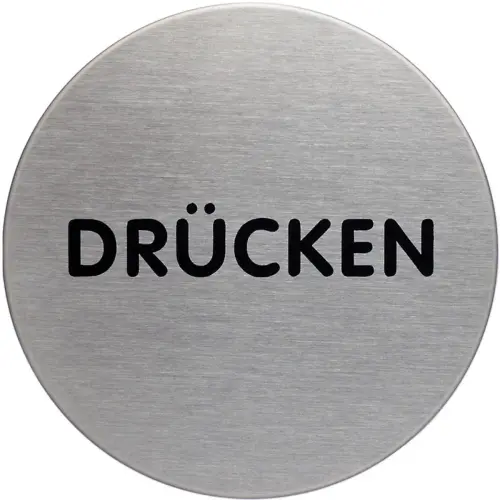 Pictogramme de porte "Pressez", Diamètre 65 mm - Durable photo du produit