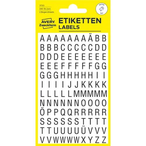 Stickers de lettres, lettres A-Z, noir - Avery Zweckform photo du produit