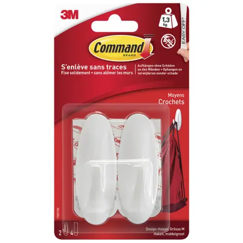 Crochet design, plastique, taille: S, blanc - Command photo du produit