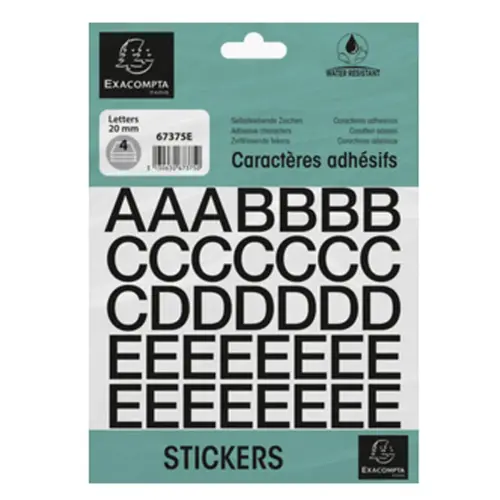 Lettres auto-adhésives A-Z, 40 mm, noir - Exacompta photo du produit