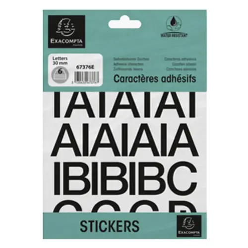 Lettres auto-adhésives A-Z, 40 mm, noir - Exacompta photo du produit