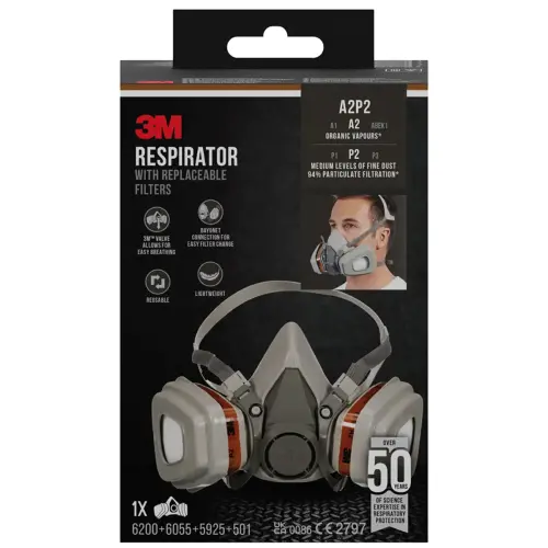 Filtre de rechange pour demi-masque respiratoire 6002C - 3M photo du produit