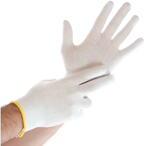 Gants de travail Ultra Flex, en nylon, L, blanc - Hygostar photo du produit