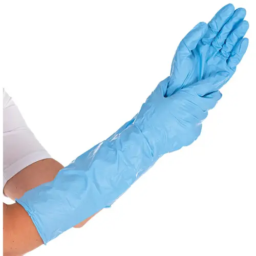 Gants nitrile EXTRA SAFE SUPERLONG, XL, bleu - Hygostar photo du produit