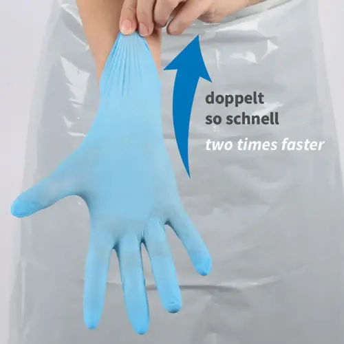 Gants en nitrile Rapid-On, L, non poudr&eacute;, bleu - Hygostar photo du produit