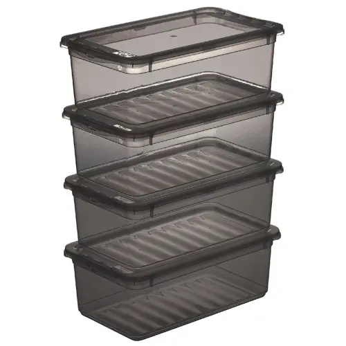 Set de boîtes de rangement Bea - 3 x 18 L - Gris - Keeeper photo du produit