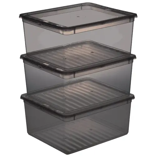 Set de boîtes de rangement Bea - 3 x 18 L - Gris - Keeeper photo du produit