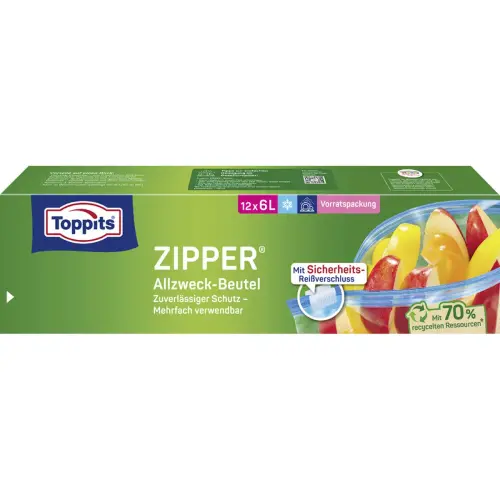 Sachet multi-usages avec zip, 18 x 3 litres - Toppits photo du produit