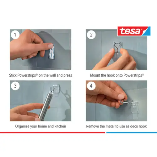 Crochet Powerstrips WIRED HOOK SMALL, transparent - Tesa photo du produit