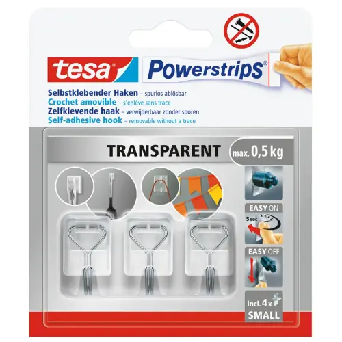 Crochet Powerstrips WIRED HOOK SMALL, transparent - Tesa photo du produit