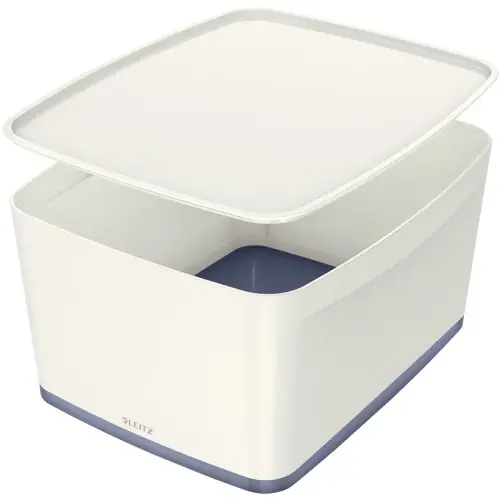 Boîte de rangement My Box, 18 litres, blanc / bleu - Leitz photo du produit