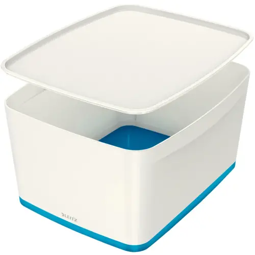 Boîte de rangement My Box, 18 litres, blanc / bleu - Leitz photo du produit