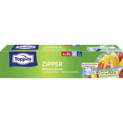 Sachet multi-usages avec zip, 8 x 3 litres - Toppits photo du produit
