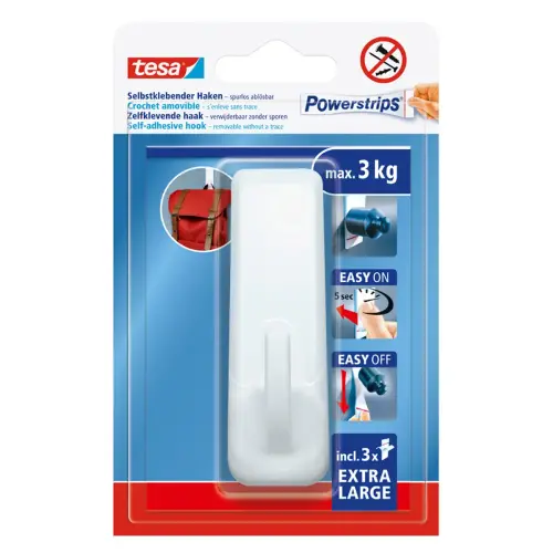 Crochet Powerstrips EXTRA LARGE rectangulaire, blanc - Tesa photo du produit