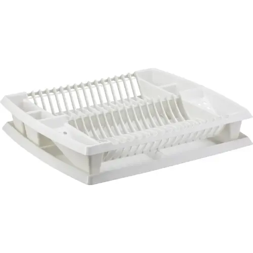 Égouttoir à vaisselle avec tablette, blanc - Plast Team photo du produit