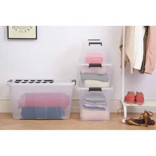 Boîte de rangement HOME BOX, 40 L, transparent - Plast Team photo du produit