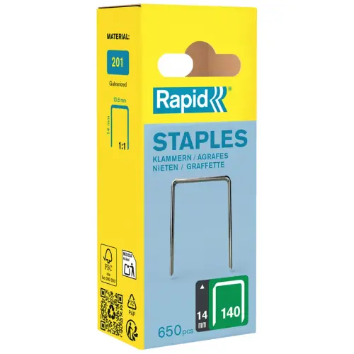 Agrafes fil plat n140, 14 mm, petit paquet - Rapid Tools photo du produit