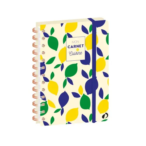 Carnet de cuisine spiralé français - Carnets thématiques citron - 15x21 cm - Papier Clairefontaine blanc - Fabrication française - Quo Vadis photo du produit