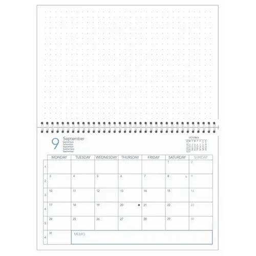 Agenda spiral&eacute; 2027 Calendar Diary 24 - Mensuel Multilingue - Oslo Calendar - Translucide - 12 mois de janvier &agrave; d&eacute;cembre - 16x24 cm - Quo Vadis photo du produit