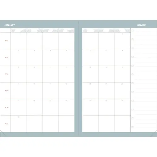 Agenda ann&eacute;e scolaire avec r&eacute;pertoire 2026-2027 Universitaire Color - Semainier Planning Multilingue - C&eacute;leste Beige - 13 mois de ao&ucirc;t &agrave; ao&ucirc;t - 10x15 cm - Quo Vadis photo du produit