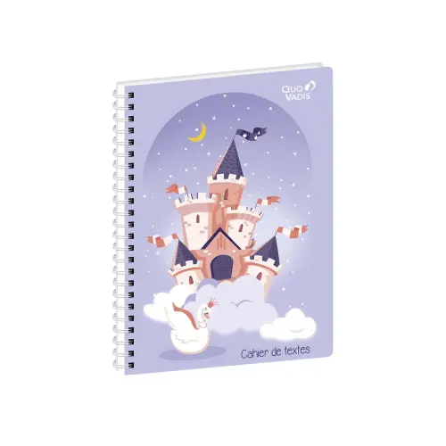 Cahier de textes Spiralé Français Louise & Arthur Princesse Journalier - 15x21 cm - Papier Clairefontaine blanc - Fabrication française - Quo Vadis photo du produit