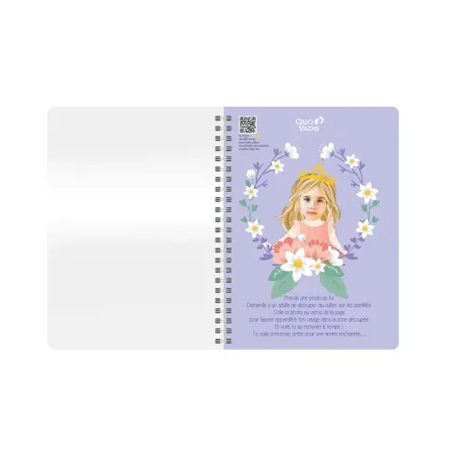 Cahier de textes Spiralé Français Louise & Arthur Princesse Journalier - 15x21 cm - Papier Clairefontaine blanc - Fabrication française - Quo Vadis photo du produit