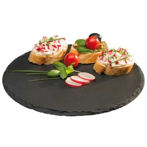 Plat en ardoise naturelle, diamètre 380 mm, anthracite - APS photo du produit
