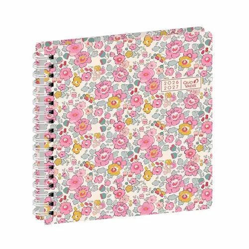 Agenda année scolaire spiralé 2026-2027 Exécutif S Septembre - Semainier Planning Français - Egeo liberty - 13 mois de août à août - 16x16 cm - Quo Vadis photo du produit