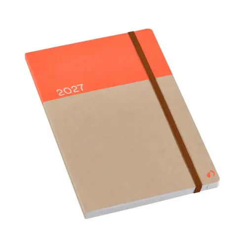 Agenda 2027 affaires recycl&eacute; - Semainier Planning multilingue - Orange - 12 mois de janvier &agrave; d&eacute;cembre - 10x15 cm - Papier Clairefontaine recycl&eacute; - Fabrication fran&ccedil;aise - Quo Vadis photo du produit