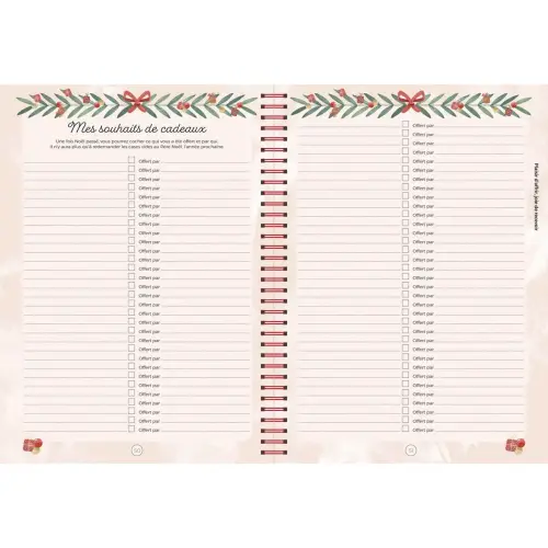 Carnet de No&euml;l spiral&eacute; Fran&ccedil;ais - Carnets th&eacute;matiques - Blanc - Perp&eacute;tuel - 15x21 cm - Papier Clairefontaine blanc - Fabrication fran&ccedil;aise - Quo Vadis photo du produit