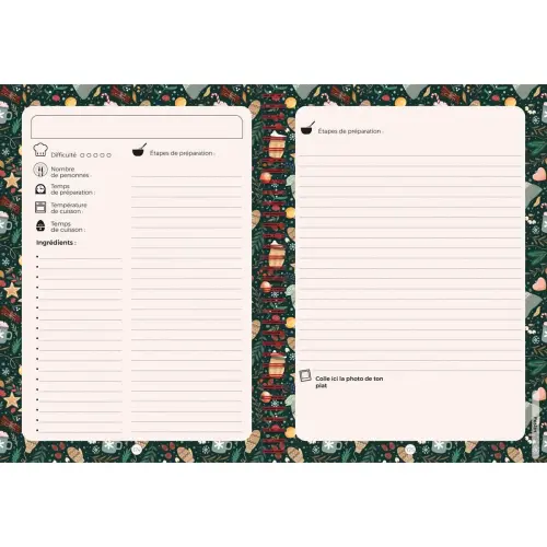 Carnet de No&euml;l spiral&eacute; Fran&ccedil;ais - Carnets th&eacute;matiques - Blanc - Perp&eacute;tuel - 15x21 cm - Papier Clairefontaine blanc - Fabrication fran&ccedil;aise - Quo Vadis photo du produit
