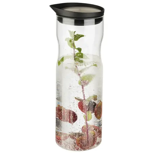 Carafe en verre avec couvercle, 1 litre, verre/inox - APS photo du produit