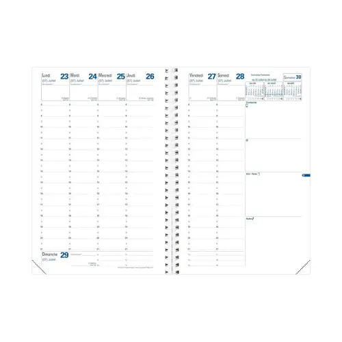 Agenda ann&eacute;e scolaire spiral&eacute; 2026-2027 Ministre S Septembre - Semainier Planning Fran&ccedil;ais - Egeo - 13 mois de ao&ucirc;t &agrave; ao&ucirc;t - Blanc - 16x24 cm - Quo Vadis photo du produit