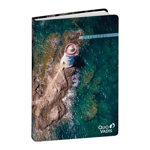 Agenda année scolaire 2026-2027 Eurotextagenda Recyclé - Journalier Multilingue - Respire Phare - 12 mois de août à juillet - 12x17 cm - Quo Vadis photo du produit