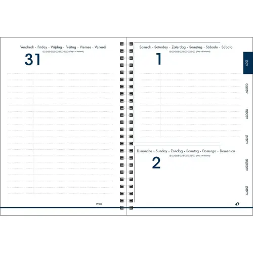 Agenda année scolaire spiralé 2026-2027 Eurotextagenda S - Journalier multilingue - Egeo liberty - 12 mois de août à juillet - 12x17 cm - Quo Vadis photo du produit