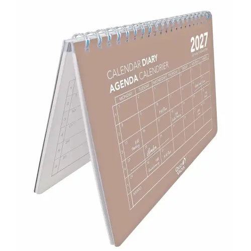 Agenda spiralé 2027 Calendar Diary 24 - Mensuel multilingue - Oslo Calendar marron - 12 mois de janvier à décembre - 16x24 cm - Quo Vadis photo du produit